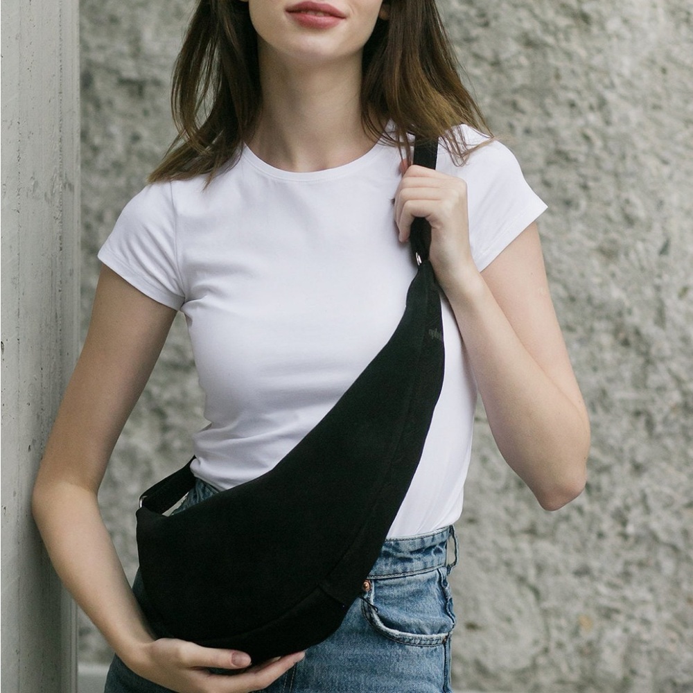 Suede Banana Sling bag